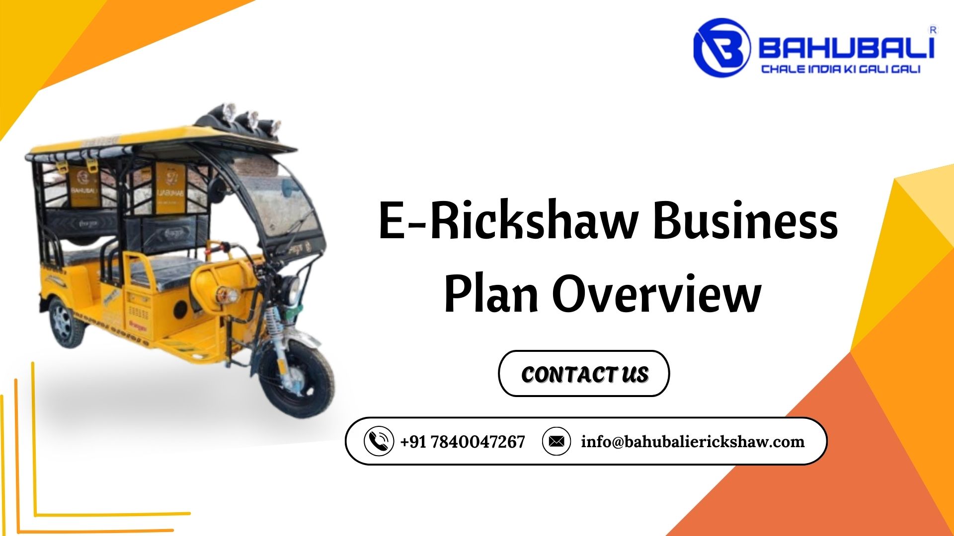 E Rickshaw Business Plan Overview